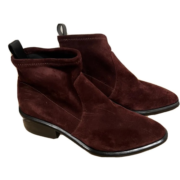 ALEXANDER WANG Kori burgundy red suede cut out heel chelsea